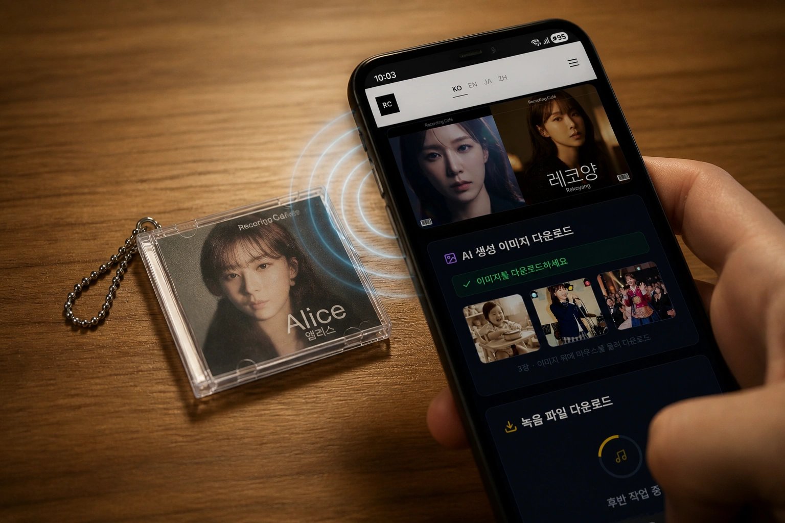 Opening your personal page by tapping the keyring
